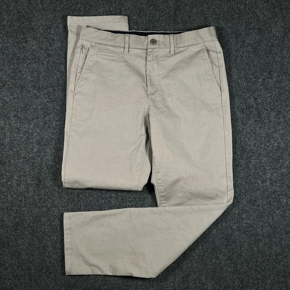 J.Crew Oarsman Tech Pant 770 Mens 32x32 Beige Stretch Performance Zip Pocket
